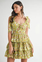 将图片加载到图库查看器,Floral Print Shoulder Tie Layered Mini Dress For Women – Fresh Floral Design, Fluttering Adjustable Shoulder Tie, Layered Mini Dress, Trendy Summer Outfit