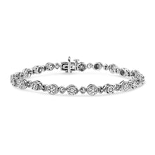Load image into Gallery viewer, .925 Sterling Silver 1.0 Cttw Diamond Swirl Beaded Link Bracelet (I-J Color, I3-Promo Clarity) - 7.25" Inches