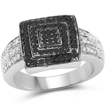 Load image into Gallery viewer, 0.55 Carat Genuine Black Diamond and White Diamond .925 Sterling Silver Ring