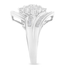 Load image into Gallery viewer, 10K White Gold Diamond Bypass Cluster Ring (1 Cttw, I-J Color, I2-I3 Clarity) - Size 7