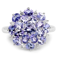 Load image into Gallery viewer, 3.37 Carat Genuine Tanzanite and White Topaz .925 Sterling Silver Ring