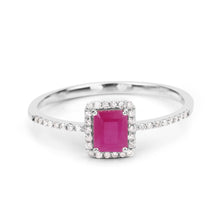 Load image into Gallery viewer, 0.58 Carat Genuine Ruby and White Diamond 14K White Gold Ring