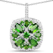 Load image into Gallery viewer, 3.25 Carat Genuine Chrome Diopside and White Zircon .925 Sterling Silver Pendant