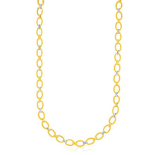 Load image into Gallery viewer, 14k Two-Tone Gold Multi-Textured Oval Link Fancy Necklace