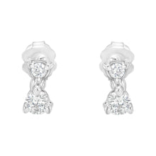Load image into Gallery viewer, 14KT White Gold 1/2 cttw Double Diamond Dangle Stud Earrings (H-I, I1-I2)