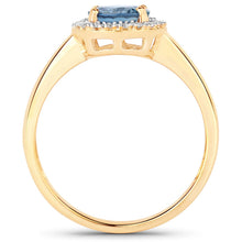 将图片加载到图库查看器,1.03 Carat Genuine Blue Sapphire and White Diamond 14K Yellow Gold Ring