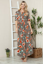 将图片加载到图库查看器,Floral Round Neck Short Sleeve Maxi Tee Dress – Casual and Comfortable Floral Maxi Dress with Relaxed Fit and Short Sleeves