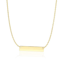 Load image into Gallery viewer, 14k Yellow Gold Smooth Flat Horizontal Bar Style Necklace