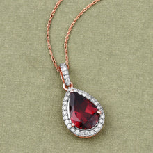 Load image into Gallery viewer, 3.29 Carat Genuine Rhodolite and White Diamond 14K Rose Gold Pendant