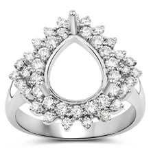 Load image into Gallery viewer, 0.89 Carat Genuine White Diamond 14K White Gold Semi Mount Ring - holds 11x9mm Pear Gemstone
