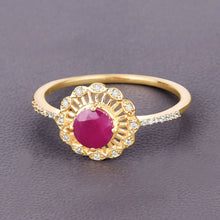 将图片加载到图库查看器,0.68 Carat Genuine Ruby and White Diamond 14K Yellow Gold Ring