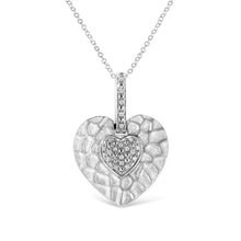 将图片加载到图库查看器,.925 Sterling Silver Pave-Set Diamond Accent Heart Shape 18" Pendant Necklace (I-J Color, I1-I2 Clarity)