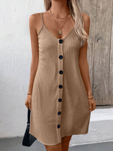 Load image into Gallery viewer, Elegant Textured V-Neck Sleeveless Mini Dress Chic Buttoned Summer Dress Classic Dress