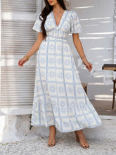 Load image into Gallery viewer, Elegant Printed V-Neck Short Sleeve Maxi Dress Beautiful Casual Women Long Dress