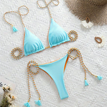 将图片加载到图库查看器,New Festival Flame Halter Bikini Set for Women – Triangle V-Neck Backless Two-Piece Swimsuit with Tie Side Bottoms & Adjustable Lace-Up Fit – Sleek Polyamide Swimwear for Koningsdag/King’s Day & Summer Beach Celebrations