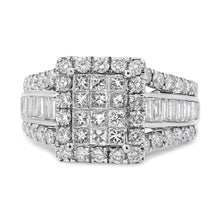 Load image into Gallery viewer, 14K White Gold 2.00 Cttw Composite Head with Halo and Side Stones Diamond Ring (H-I Color, SI1-SI2 Clarity) - Ring Size 7