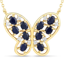 Load image into Gallery viewer, 2.16 Carat Genuine Blue Sapphire and White Zircon .925 Sterling Silver Necklace