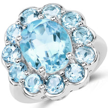 Load image into Gallery viewer, 8.67 Carat Genuine Blue Topaz .925 Sterling Silver Ring