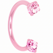 将图片加载到图库查看器,Pink Double Gem Horseshoe Nose Ring - Solid Titanium Anodized