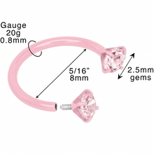 将图片加载到图库查看器,Pink Double Gem Horseshoe Nose Ring - Solid Titanium Anodized