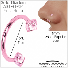 将图片加载到图库查看器,Pink Double Gem Horseshoe Nose Ring - Solid Titanium Anodized