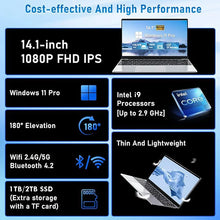 Load image into Gallery viewer, 14.1'' Laptop Computer Windows 11 Intel Core i9 8950HK 16GB DDR4 1TB 2TB SSD Laptops Office Study Gaming Notebook PC Computer