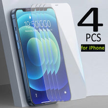 Load image into Gallery viewer, 4pcs Tempered Glass for iPhone 14 13 12 11 Pro Max Mini Screen Protector for iPhone 14 Plus XS XR X 8 7 6S 5 5S SE HD Film Glass full screen Protector HD For Iphone