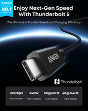 Load image into Gallery viewer, Anker Prime Thunderbolt 5 Cable (3.3 ft/1.7 ft, 80 Gbps, 240W)
