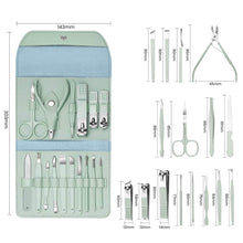 Load image into Gallery viewer, 16-Piece: Stainless Steel Professional Manicure Pedicure Facial Set Grooming Kit with Leather Case