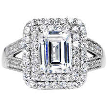 Load image into Gallery viewer, Sterling Silver Emerald Cubic Zirconia Ring -2.25 ct tw