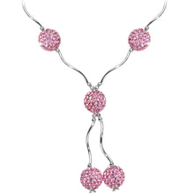 将图片加载到图库查看器,Sterling Silver Pink Crystal Ball Drop Necklace