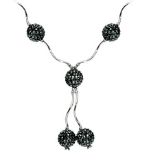 Load image into Gallery viewer, Sterling Silver Jet Crystal Ball Drop Necklace
