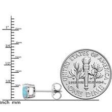 Load image into Gallery viewer, 6mm Teal Round Sterling Silver Synthetic Opal Stud Earrings