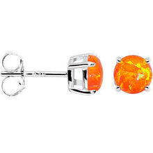 Load image into Gallery viewer, 6mm Orange Round Sterling Silver Synthetic Opal Stud Earrings