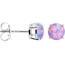 将图片加载到图库查看器,6mm Multi Round Sterling Silver Synthetic Opal Stud Earrings