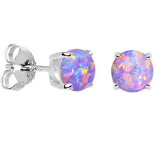 将图片加载到图库查看器,6mm Multi Round Sterling Silver Synthetic Opal Stud Earrings