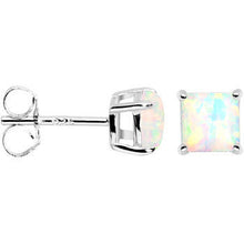 将图片加载到图库查看器,6mm Square Sterling Silver Synthetic Opal Stud Earrings