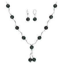 Load image into Gallery viewer, Sterling Silver Jet Crystal Ball Drop Necklace and Earring Set