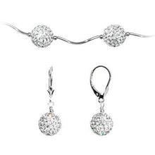 Load image into Gallery viewer, Sterling Silver Clear Crystal Ball Drop Necklace and Earring Set