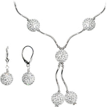 Load image into Gallery viewer, Sterling Silver Clear Crystal Ball Drop Necklace and Earring Set