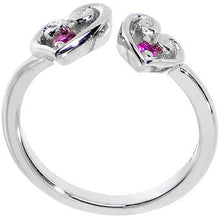 将图片加载到图库查看器,925 Sterling Silver Red CZ Dual Heart Toe Ring