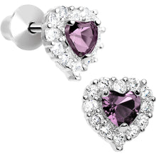 将图片加载到图库查看器,Sterling Silver Heart CZ June Birthstone Youth Screwback Earrings