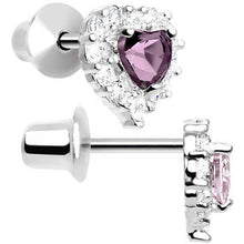 将图片加载到图库查看器,Sterling Silver Heart CZ June Birthstone Youth Screwback Earrings