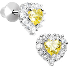 Load image into Gallery viewer, Sterling Silver Heart CZ November Birthstone Youth Screwback Earrings