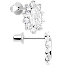 将图片加载到图库查看器,Sterling Silver Clear CZ Lady of Guadalupe Youth Screwback Earrings