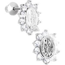 将图片加载到图库查看器,Sterling Silver Clear CZ Lady of Guadalupe Youth Screwback Earrings