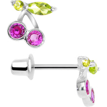 将图片加载到图库查看器,925 Sterling Silver Pink CZ Cherry Stud Youth Earrings