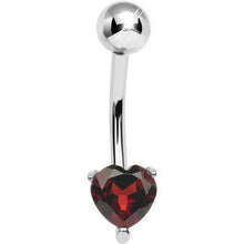 Load image into Gallery viewer, 925 Sterling Silver Genuine Garnet Heart Solitaire Belly Ring