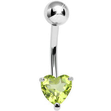 Load image into Gallery viewer, 925 Sterling Silver Genuine Peridot Heart Solitaire Belly Ring
