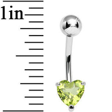Load image into Gallery viewer, 925 Sterling Silver Genuine Peridot Heart Solitaire Belly Ring